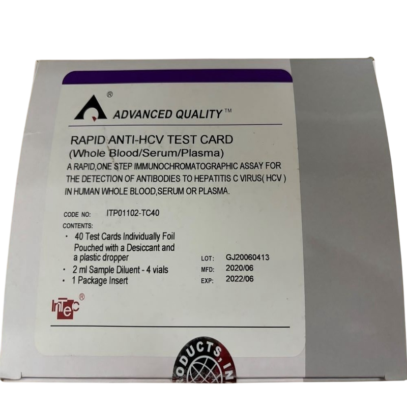 Швидкий тест для діагностики гепатиту С, тест картка (цільна кров/сироватка/плазма), комплект: ITP01102 TC40, InTec PRODUCTS, INC